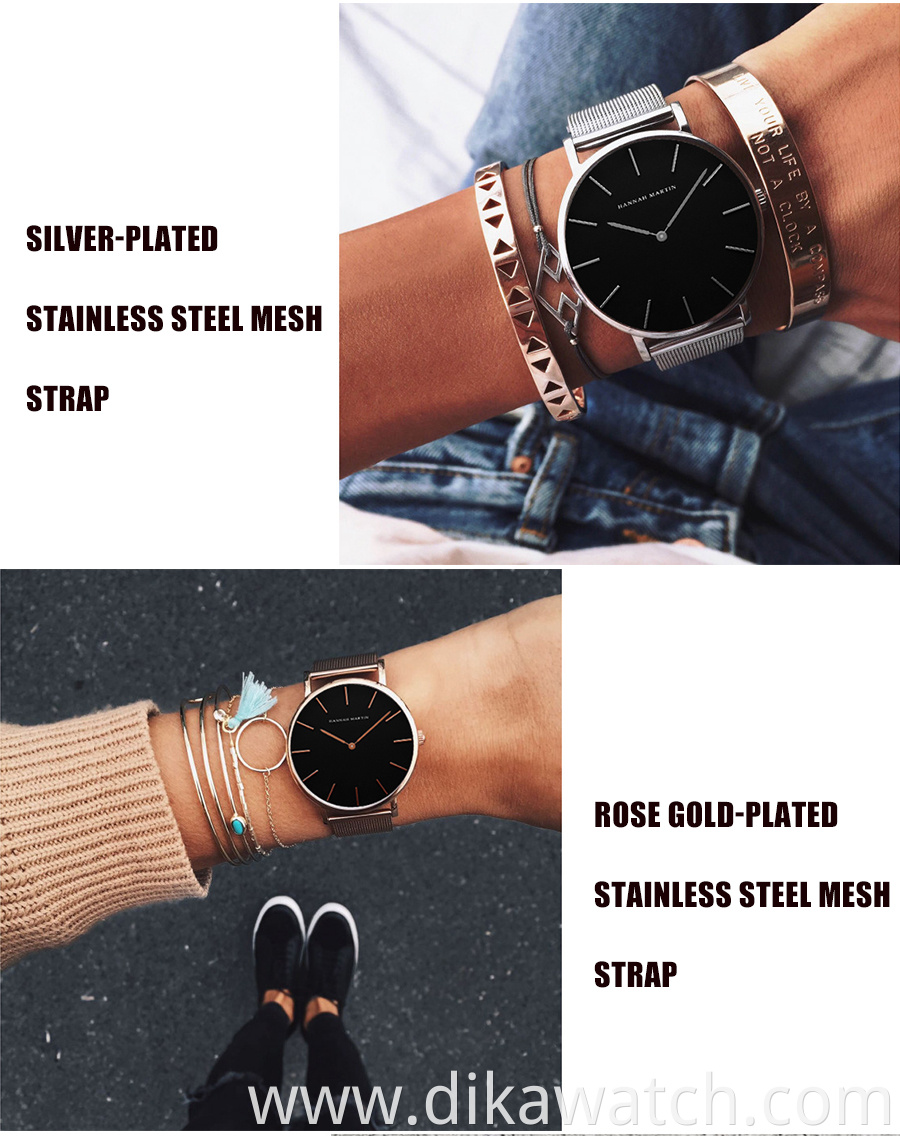 Hannah Martin CC36 Stainless Steel Band Japan Quartz Movement Waterproof Women Full Rose Gold Ladies Luxury Wrist Watch